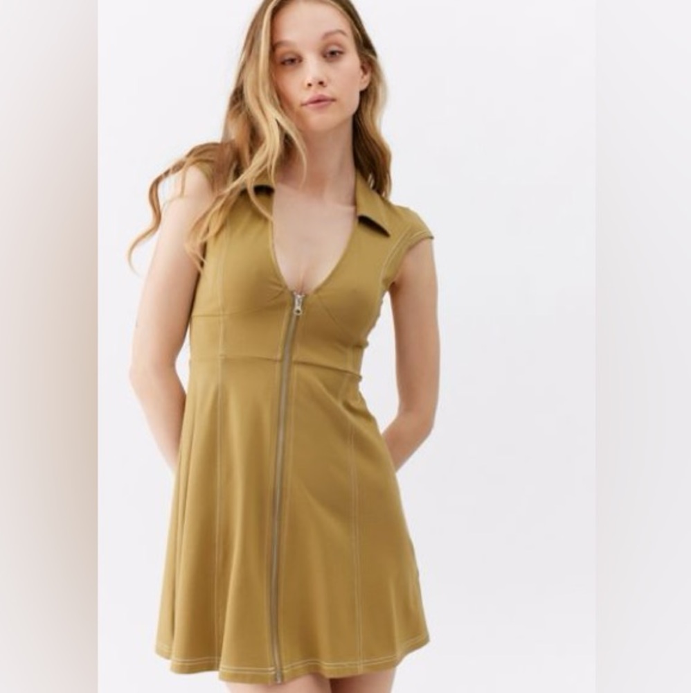 Urban Outfitters UO Amal Zip-Front Mini Dress